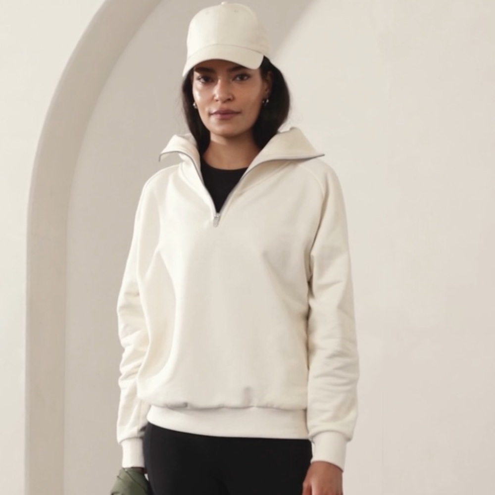 Athleta Forever Fleece Relaxed 1/4 Zip Sweatshirt M - Picture 7 of 7